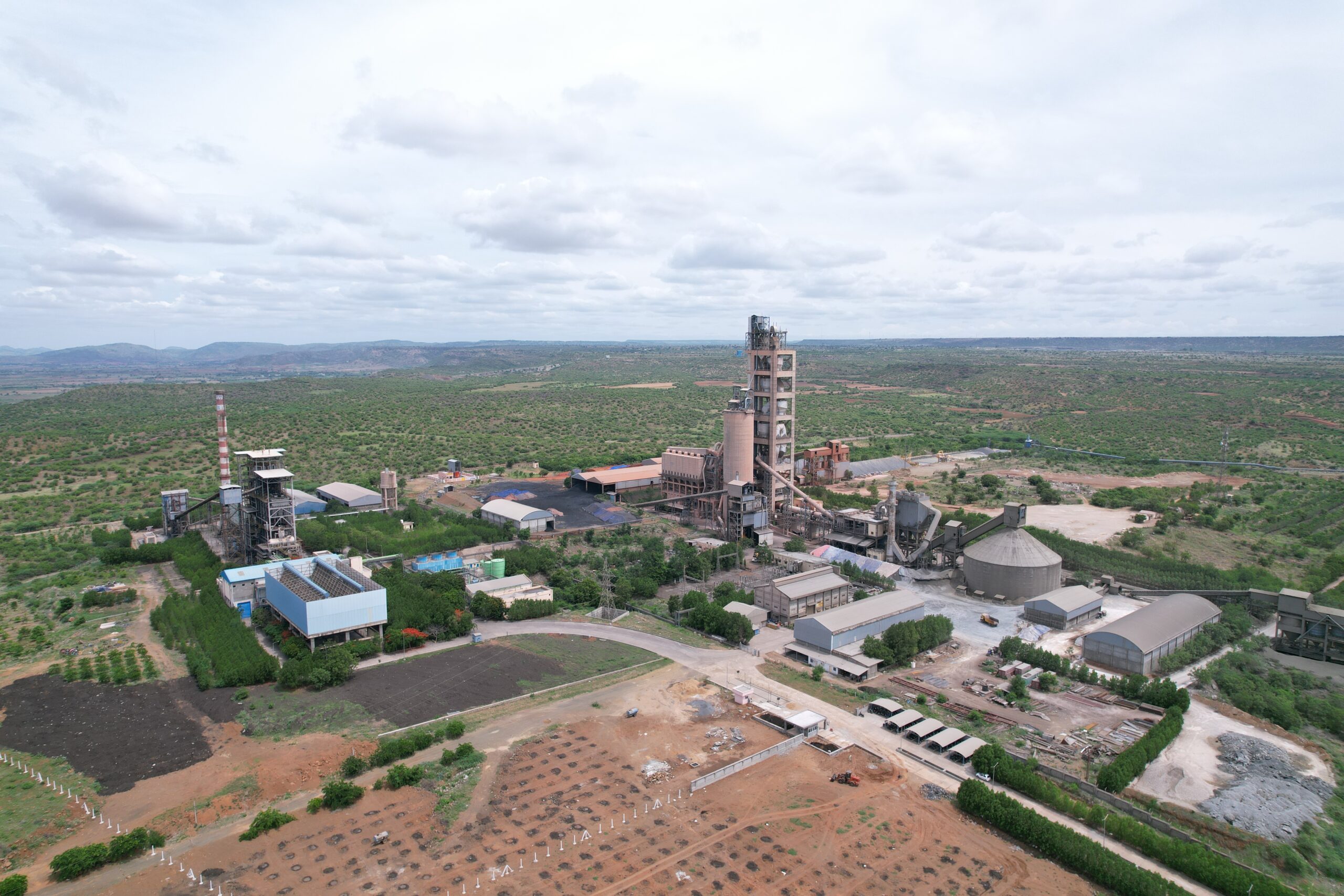 Aerial view of the 1 MTPA cement plant Promac delivered for Sagar Cements Ltd, Tadipatri, India