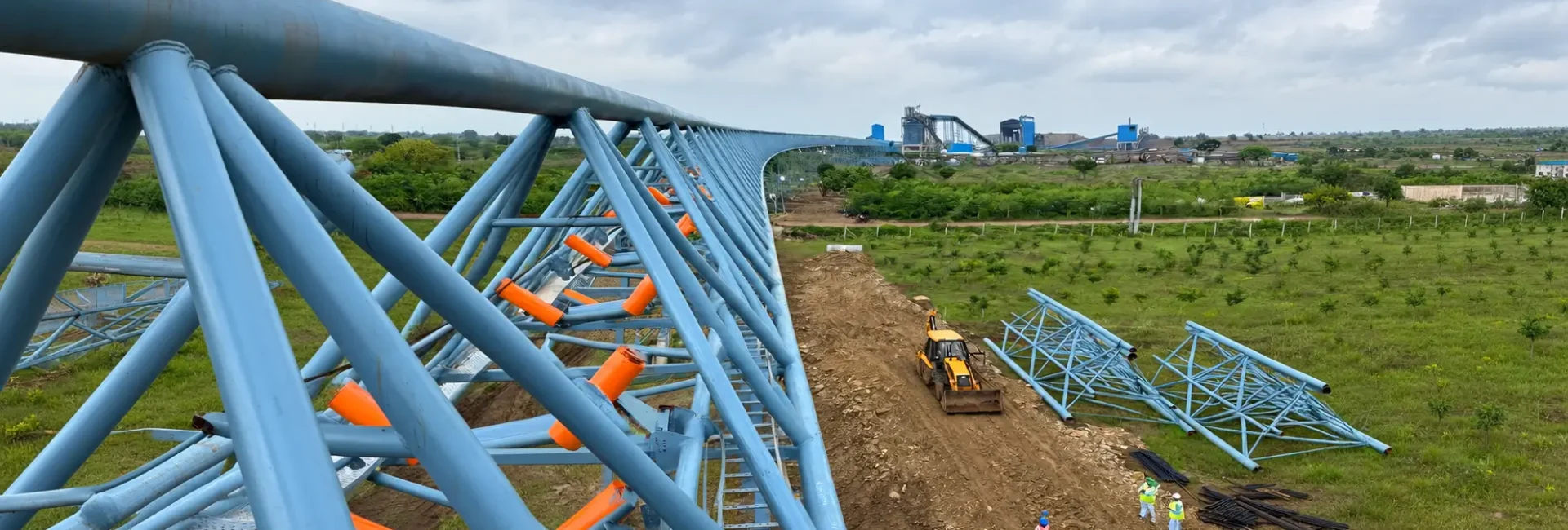 Panoramic Steel Truss Construction Site